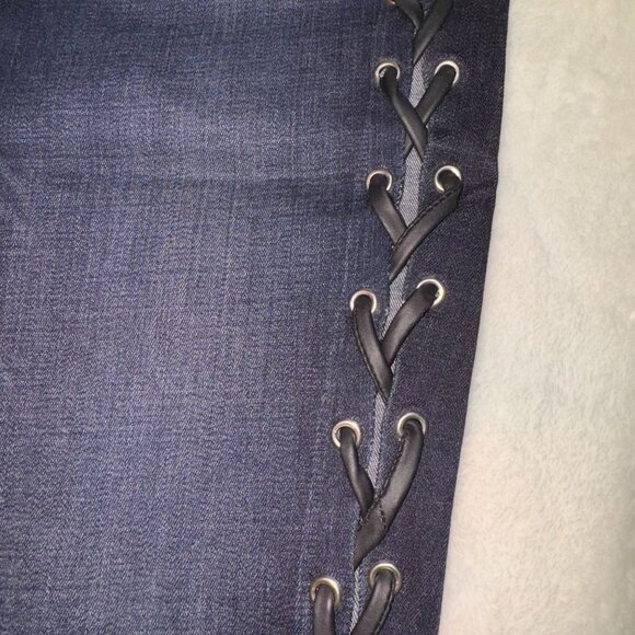 A0011 Good American Good Legs High Rise Back Lace-Up Skinny Jeans Sz 6 - Picture 11 of 13